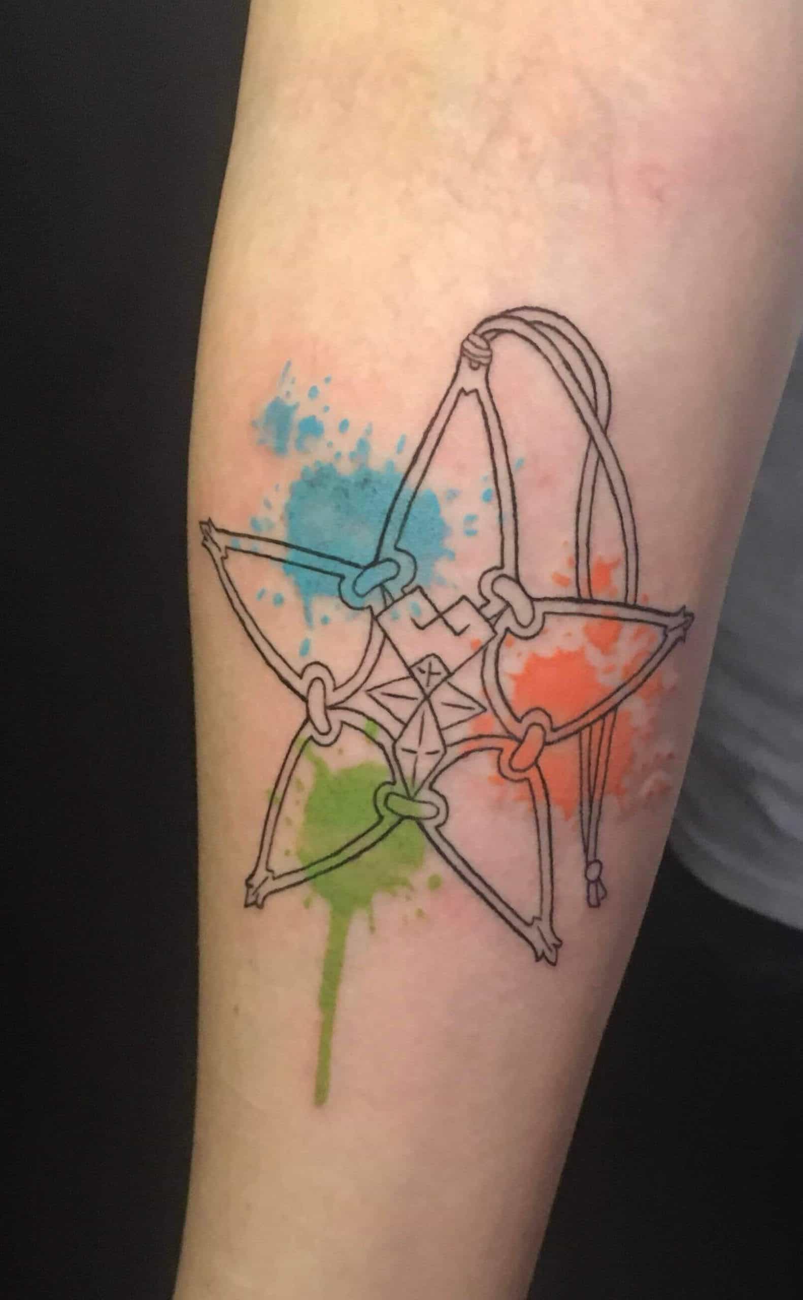 kingdom hearts watercolor tattoo on arm