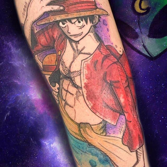 luffy tattoo on arm