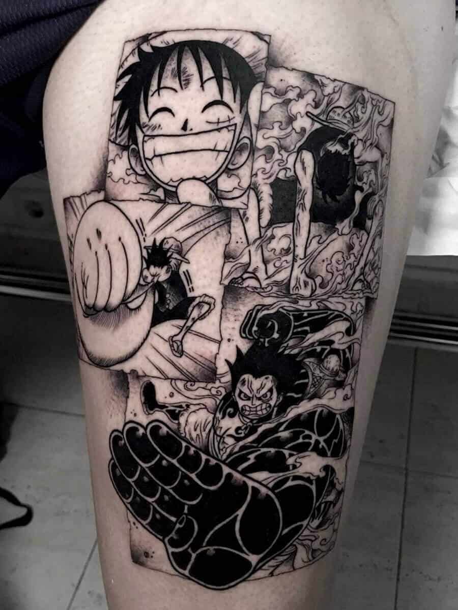 luffy tattoo leg