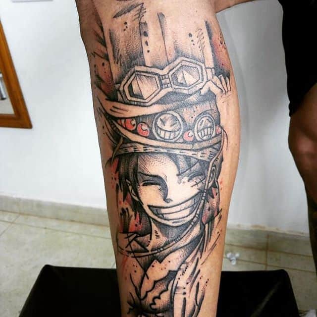 luffy tattoo leg