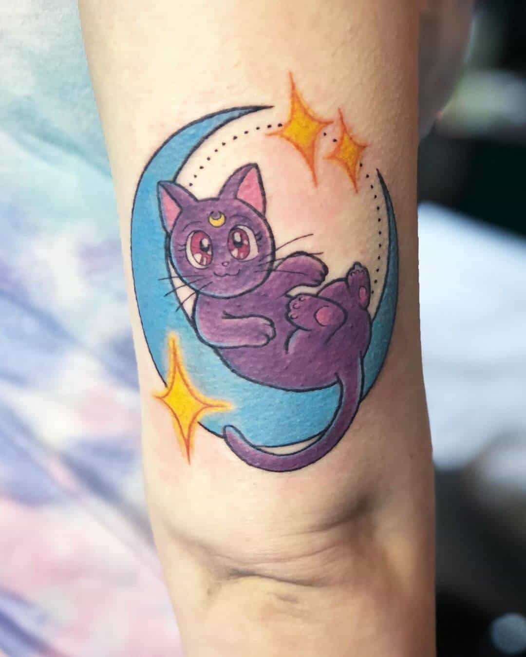 luna sailor moon tattoo on arm