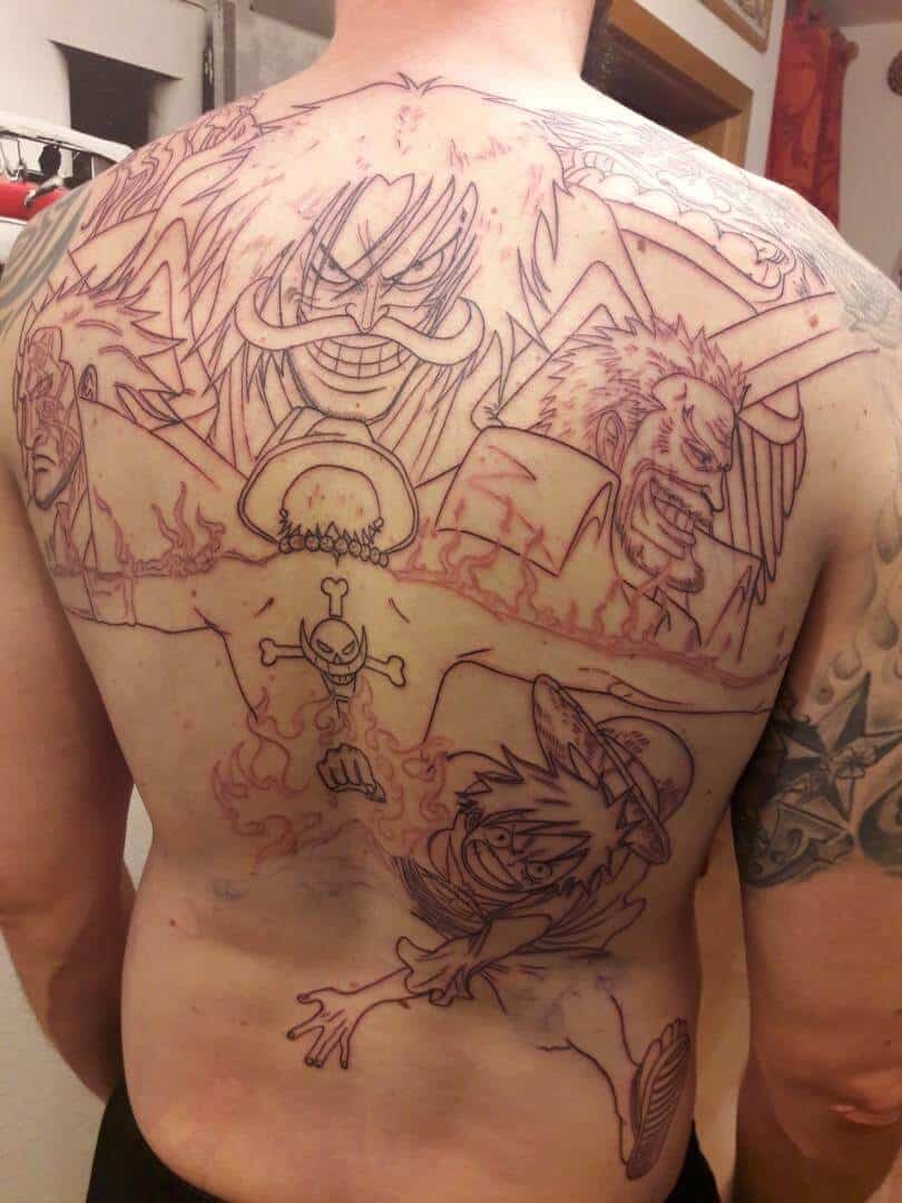 one piece back tattoo