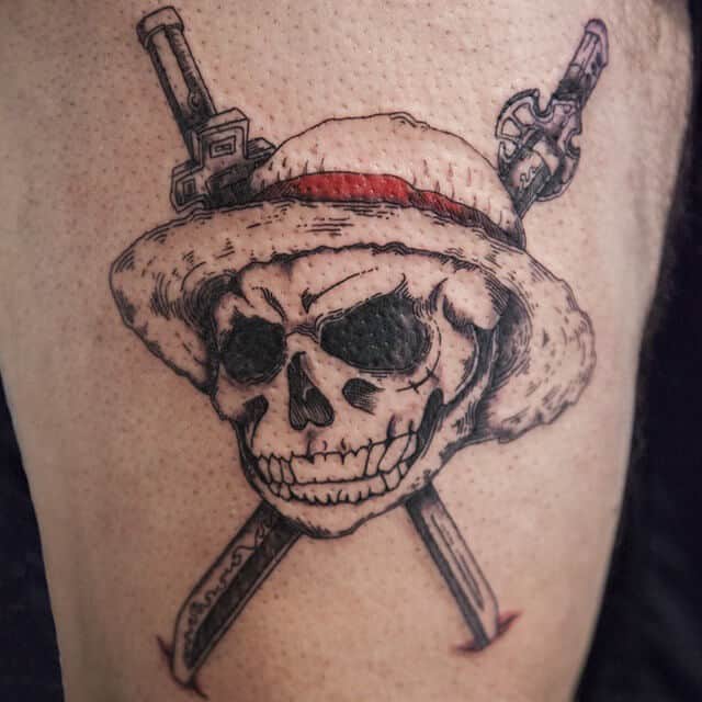 one piece skull tattoo