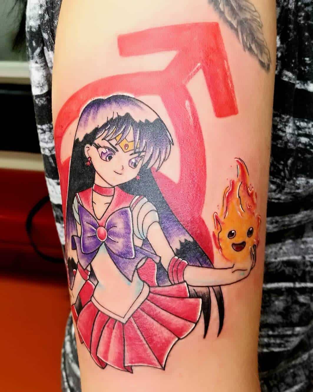 sailor mars tattoo on arm