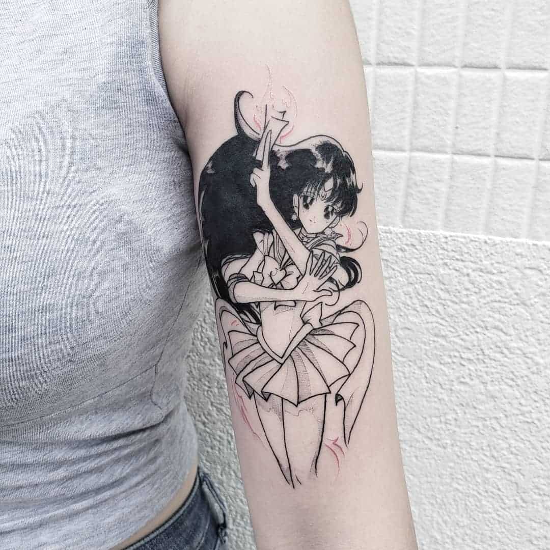 sailor mars tattoo on arm