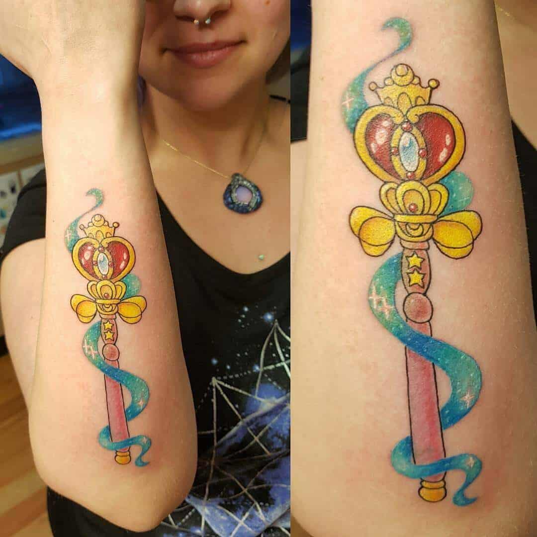 sailor moon wand arm tattoo