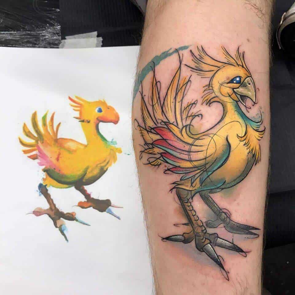 watercolor chocobo tattoo