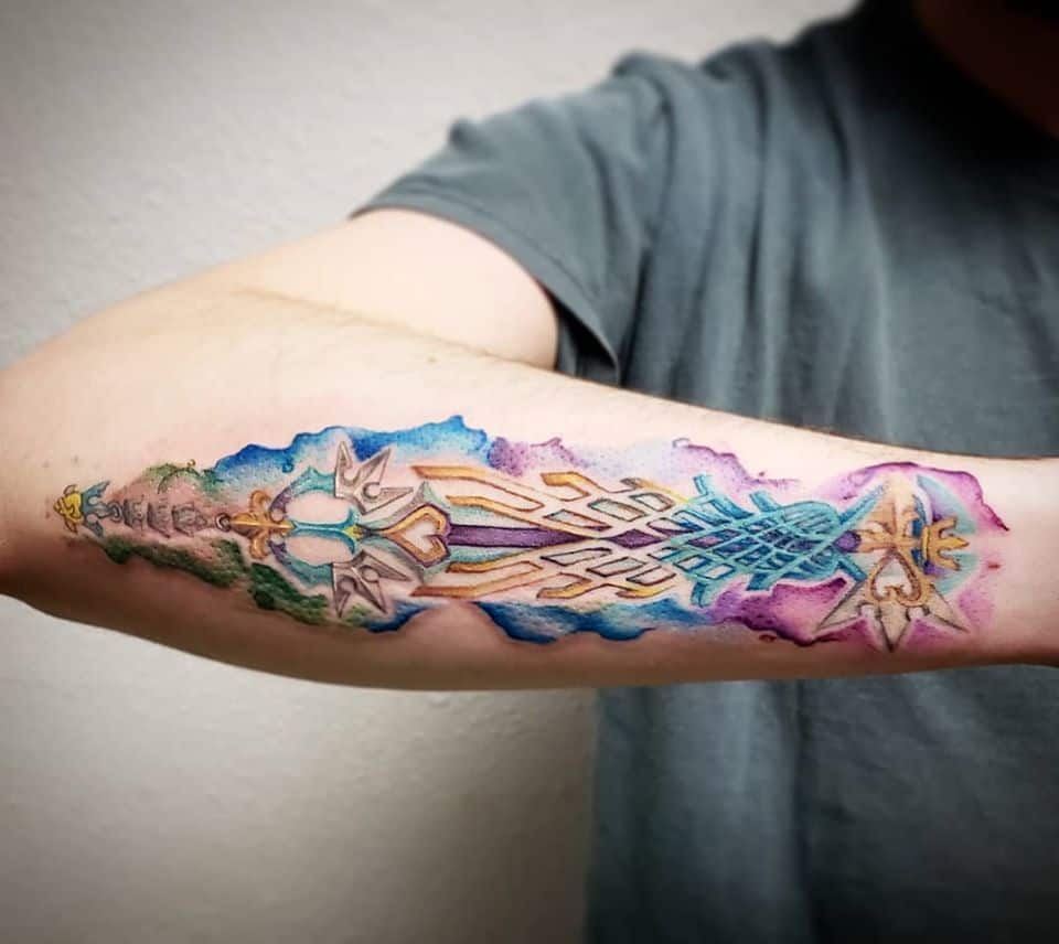 watercolor keyblade tattoo