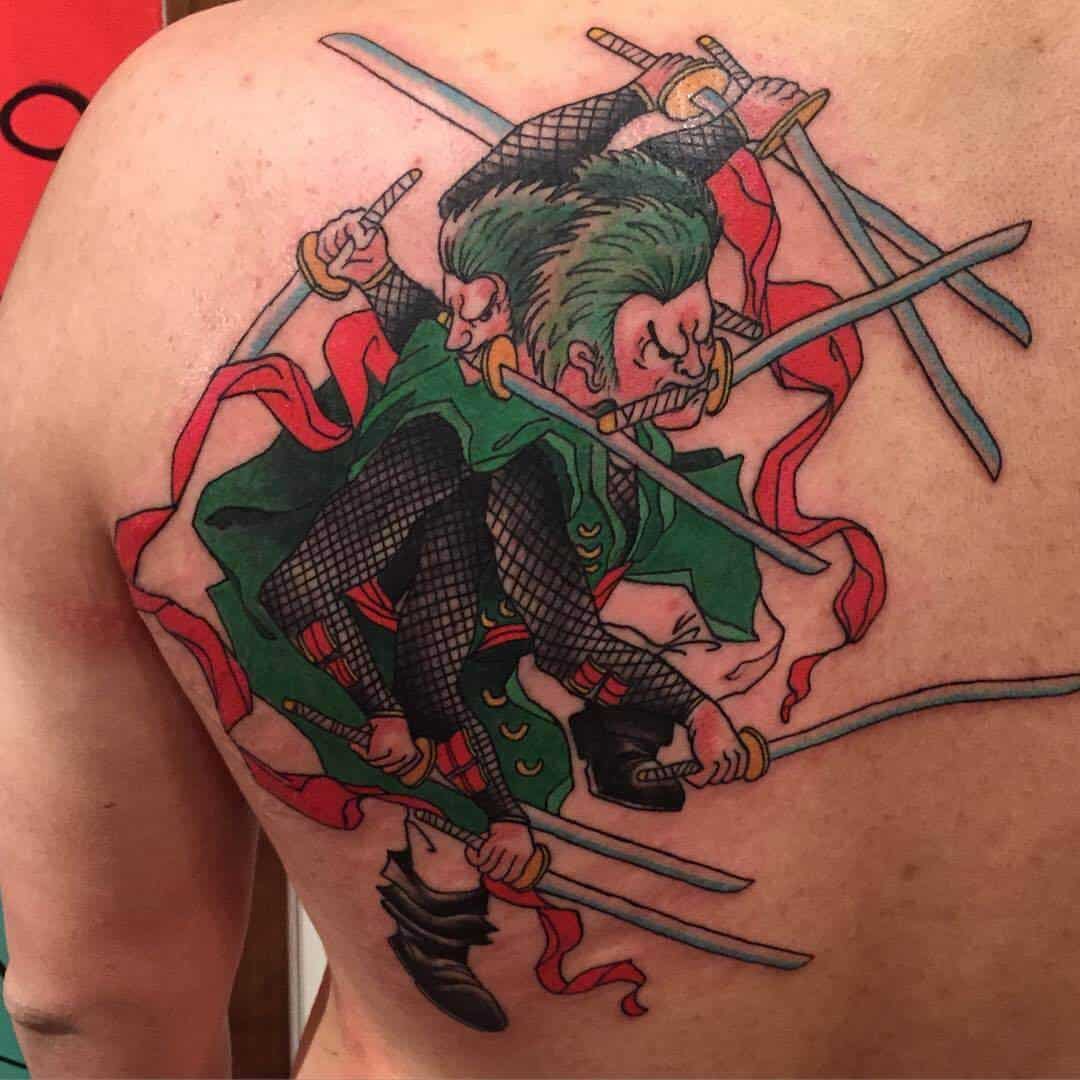 zoro tattoo on back