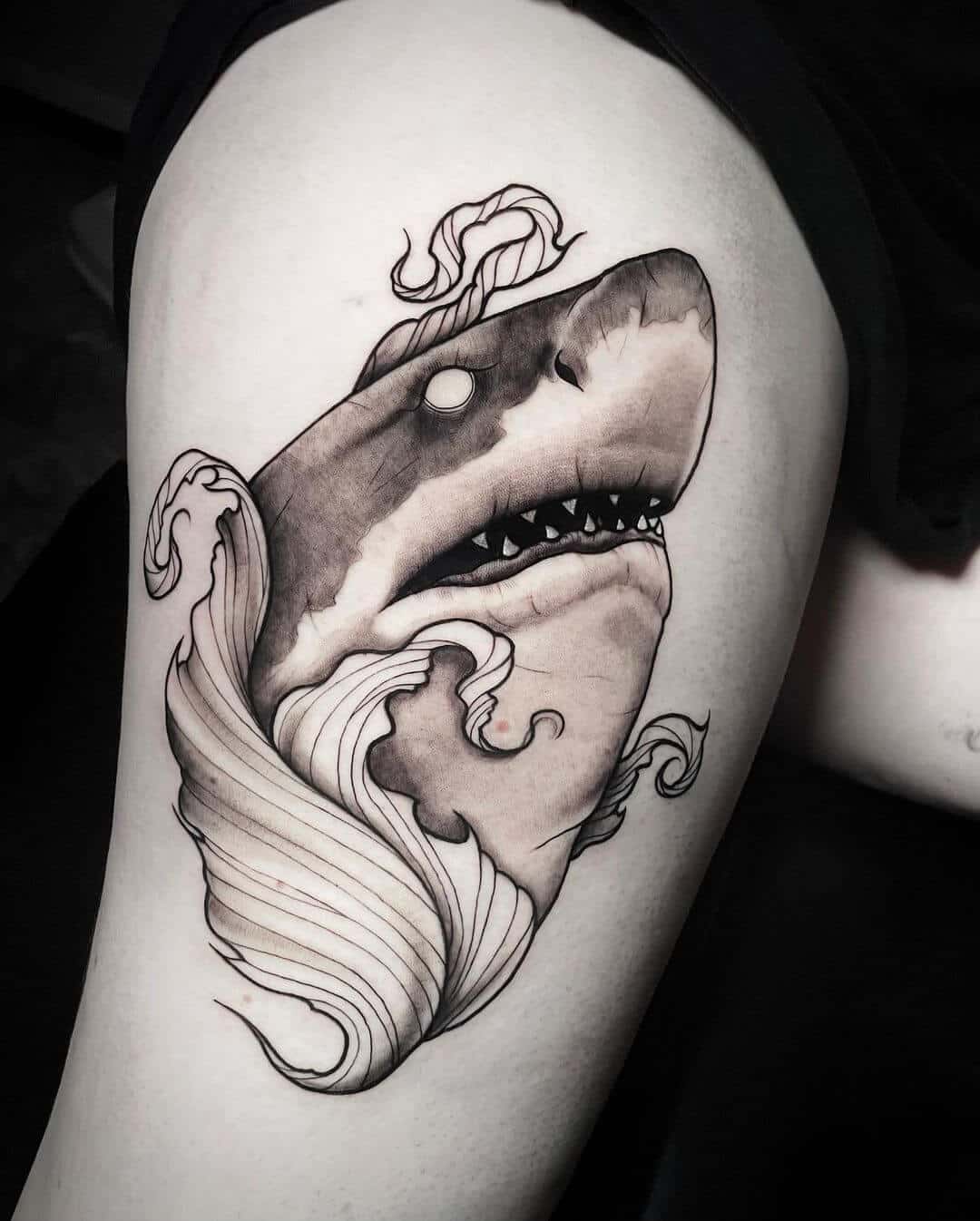 shark jaw tattoo on knee menTikTok Search