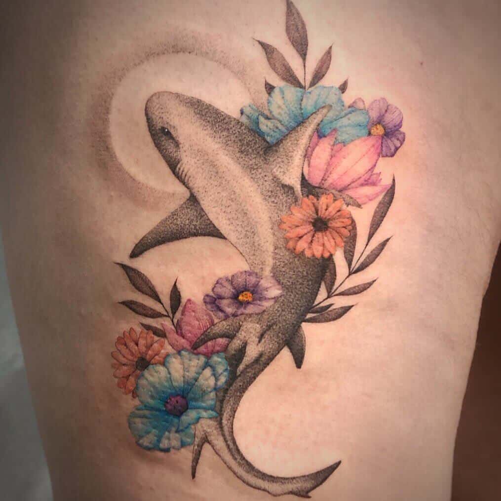 feminine shark tattoo