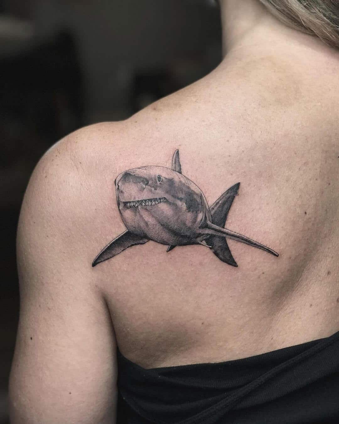 A Great White shark on a great client  Tatuagem leão de juda Tatuagem  Tatoo tubarao