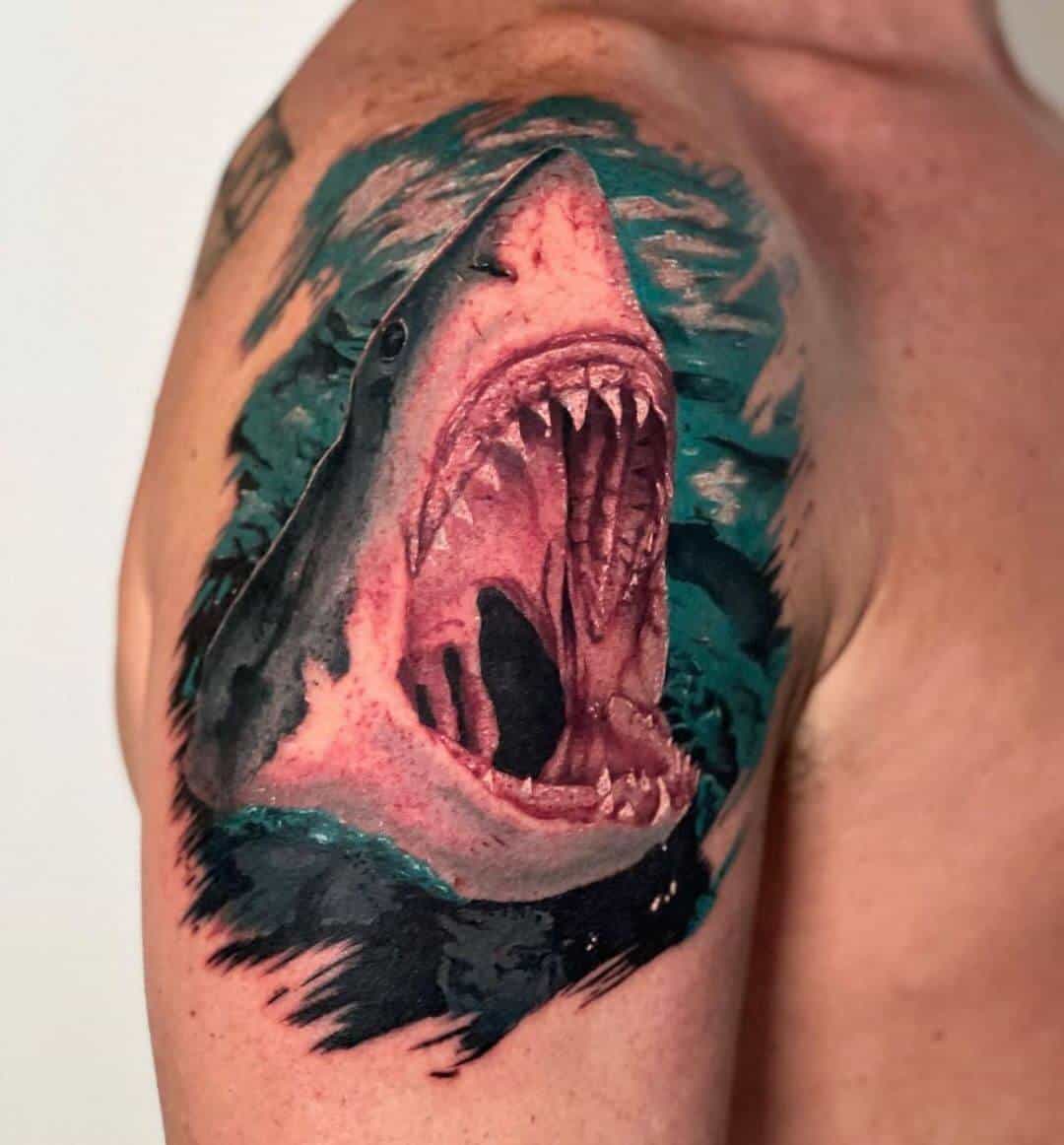 realistic shark tattoo