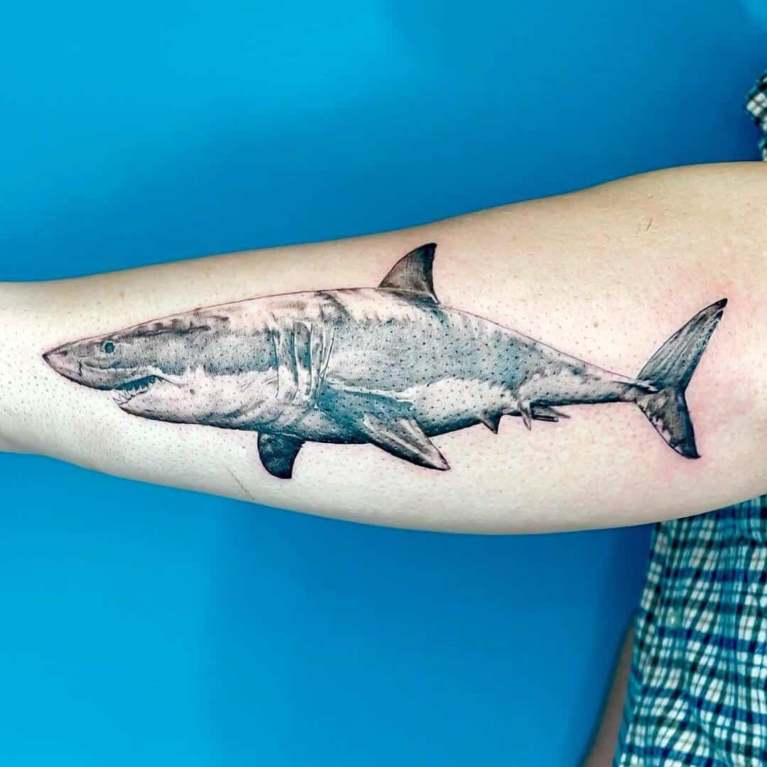 shark arm tattoo