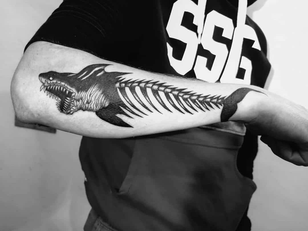 shark skeleton tattoo