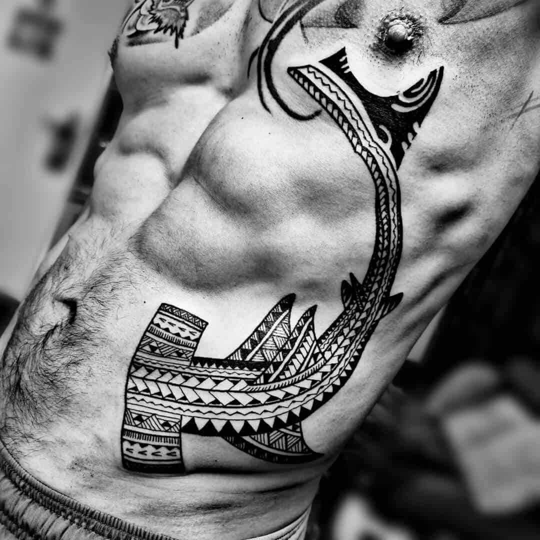 black and white shark tattoos