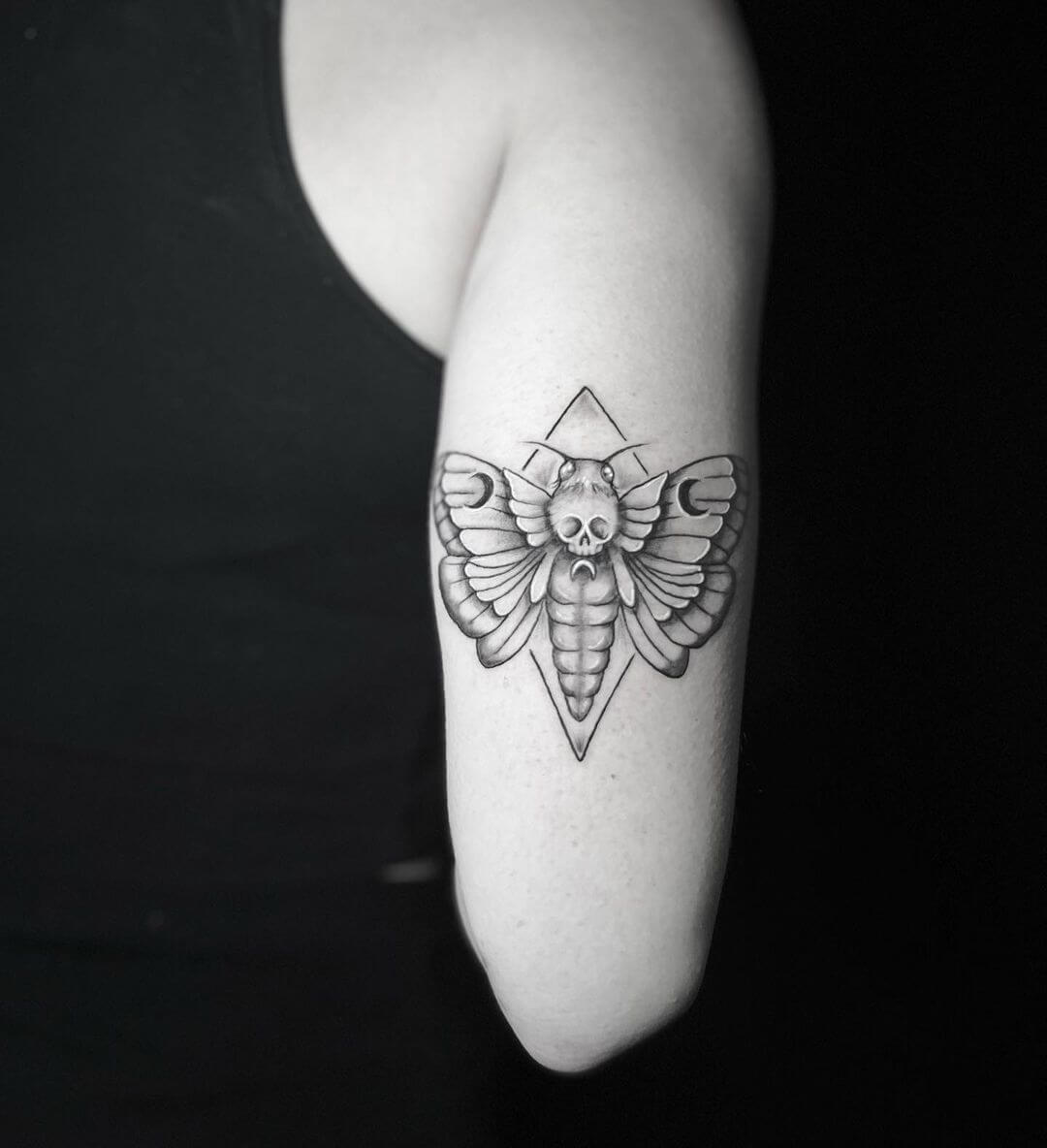 death moth tattoo skull