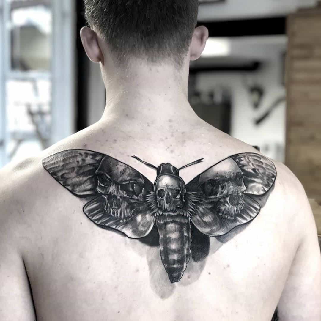 death moth tattoo skull