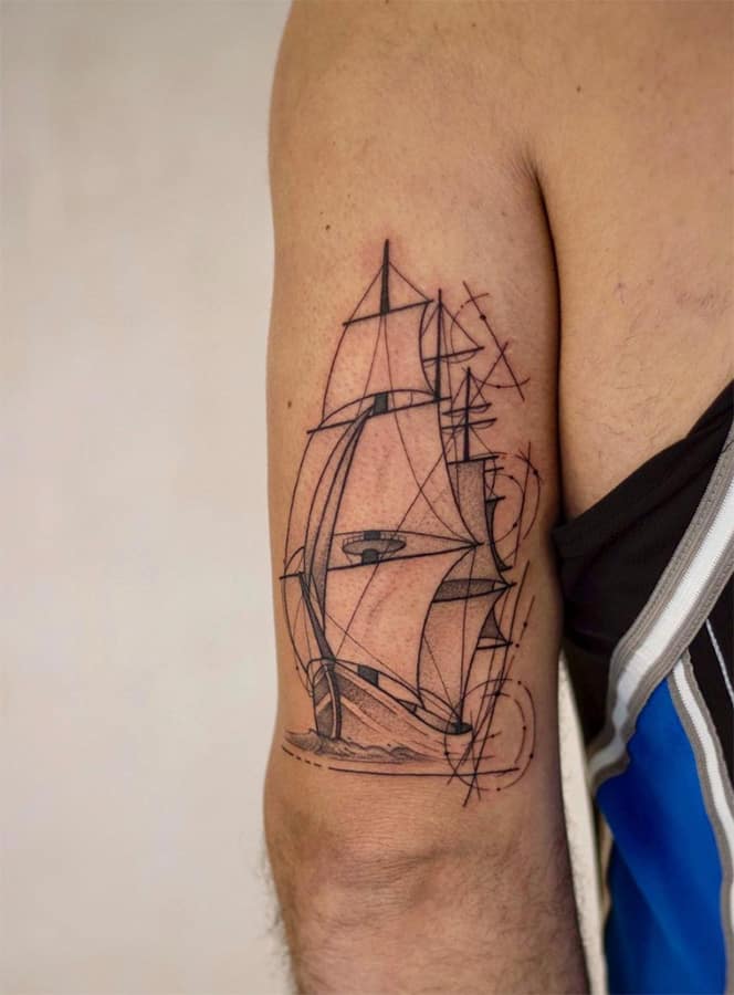 geometric ship tattoo