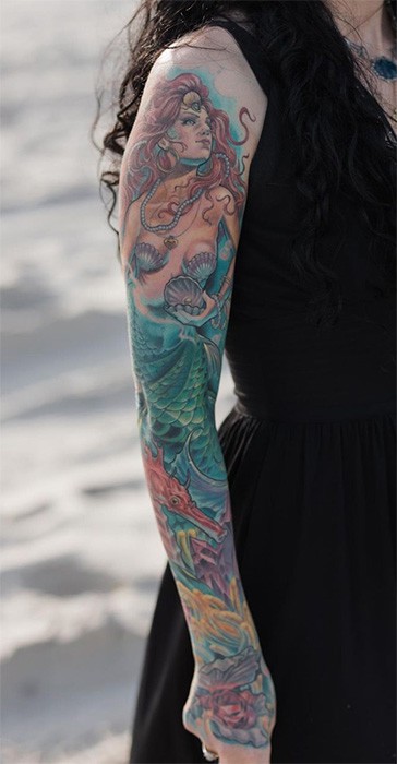 Mermaid sleeve tattoo