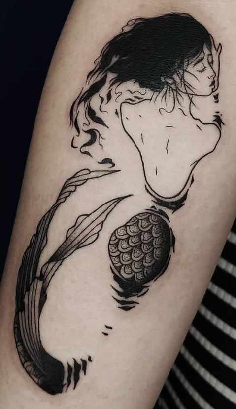 Minimalist mermaid tattoo