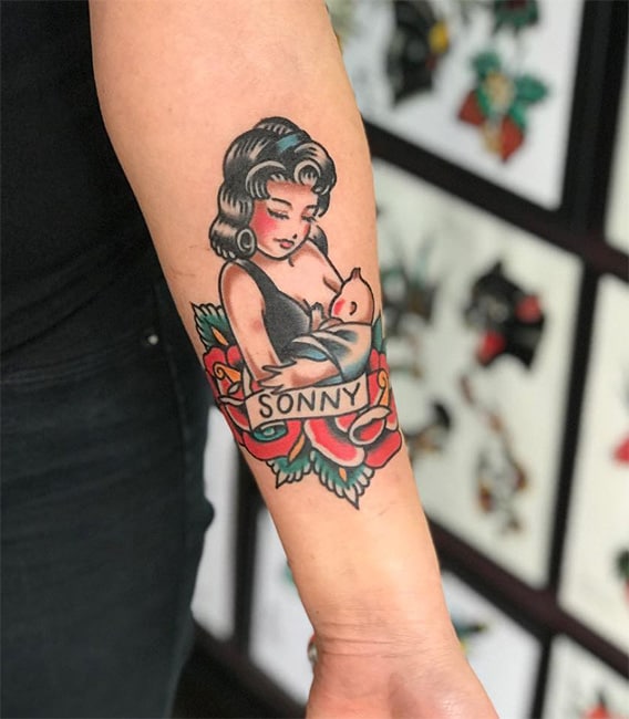 Mom and baby arm tattoo