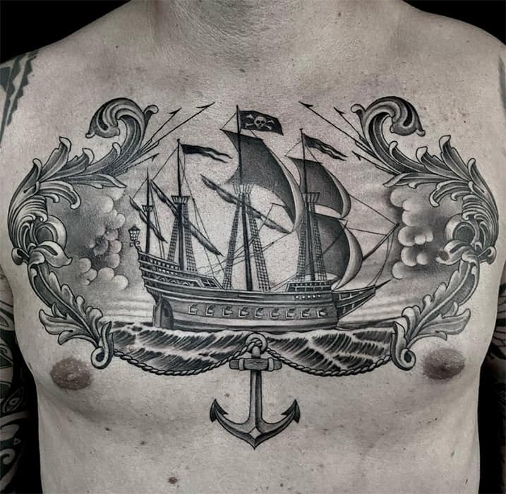 ship chest tattoo