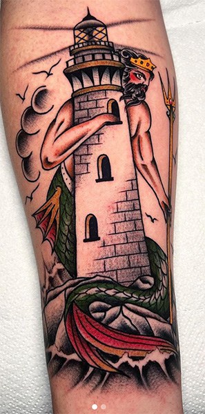 Traditional mermaid tattoo