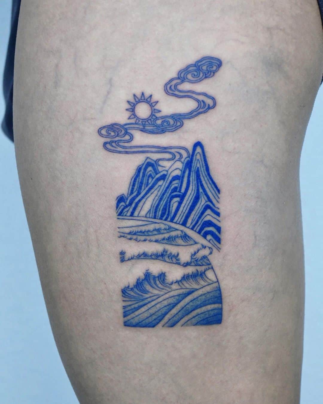 blue theme tattoo