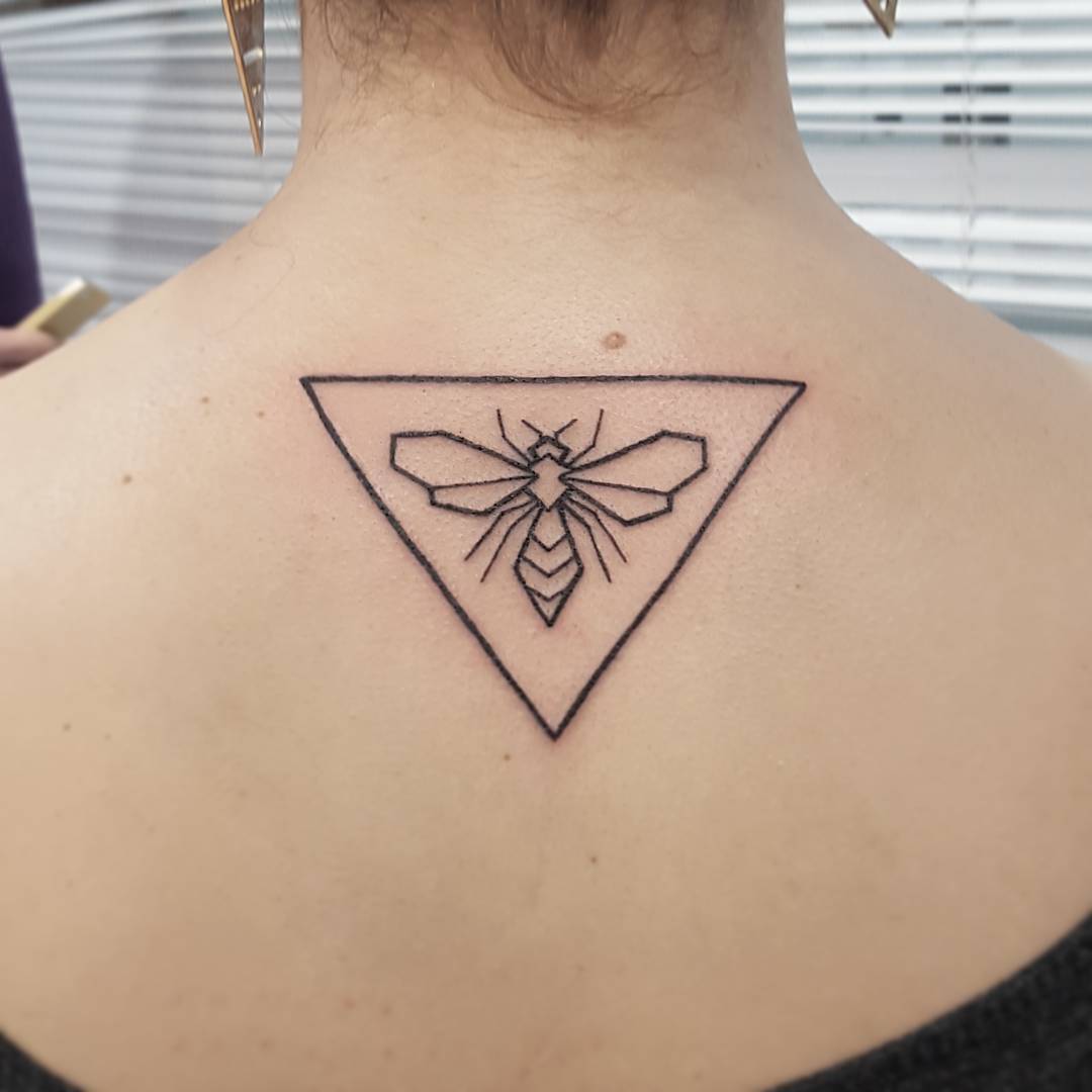 geometric bee tattoo