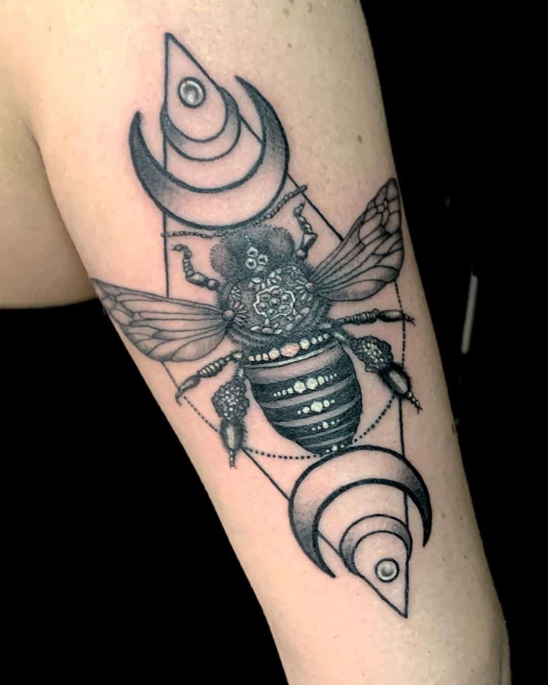 geometric bee tattoo