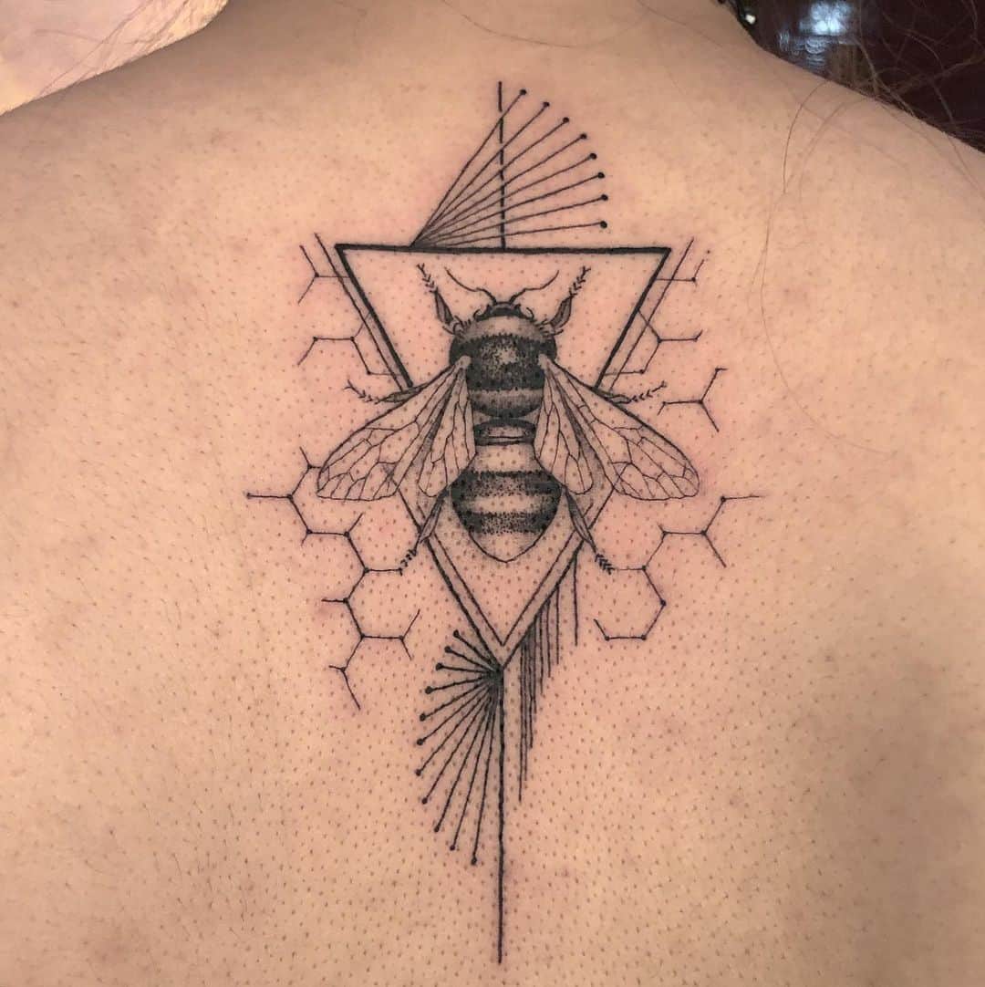 geometric bee tattoo