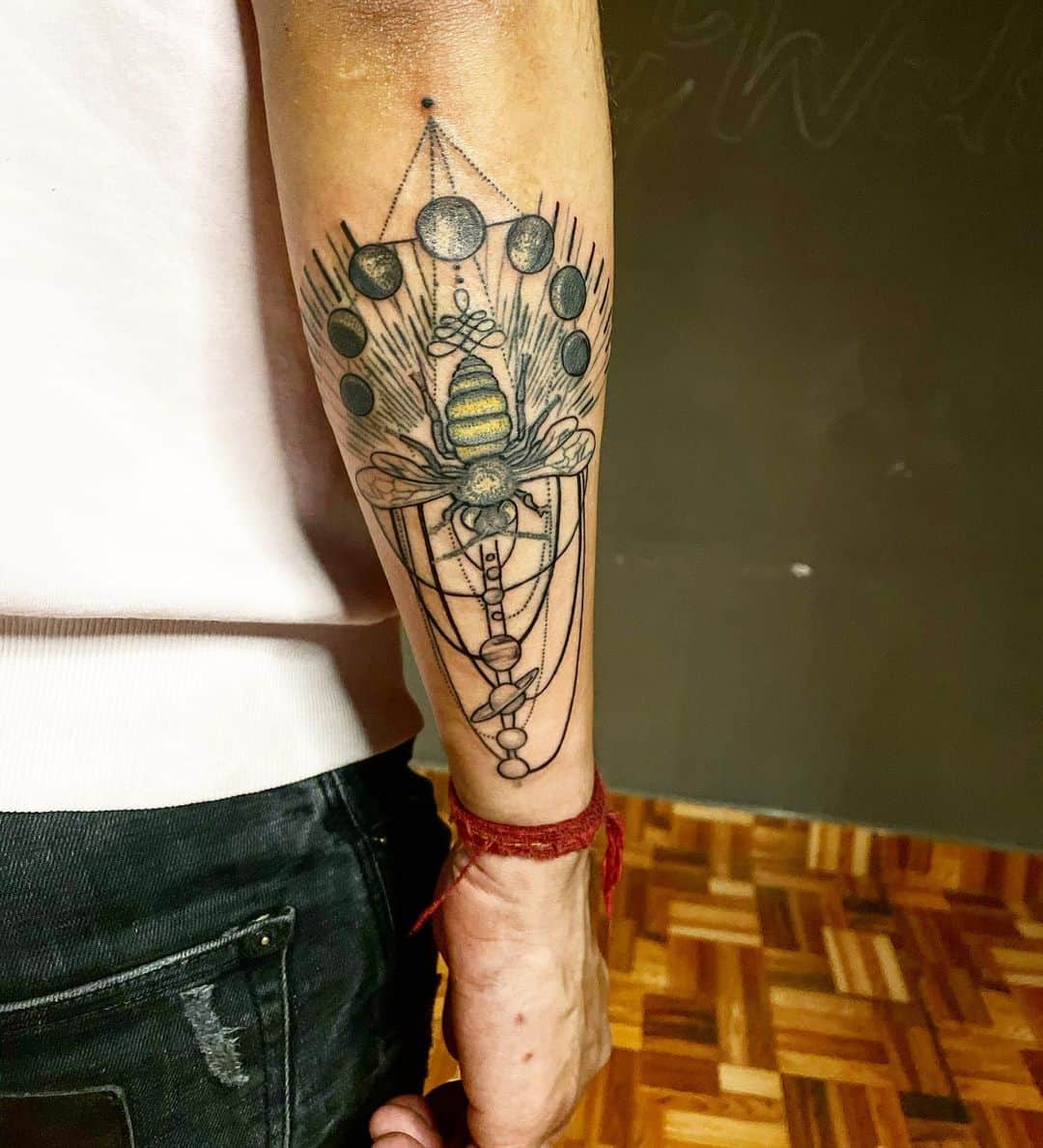 geometric bee tattoo