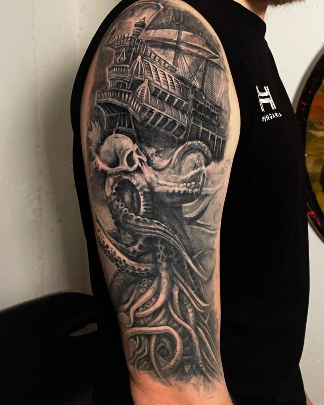 kraken and ship tattoo