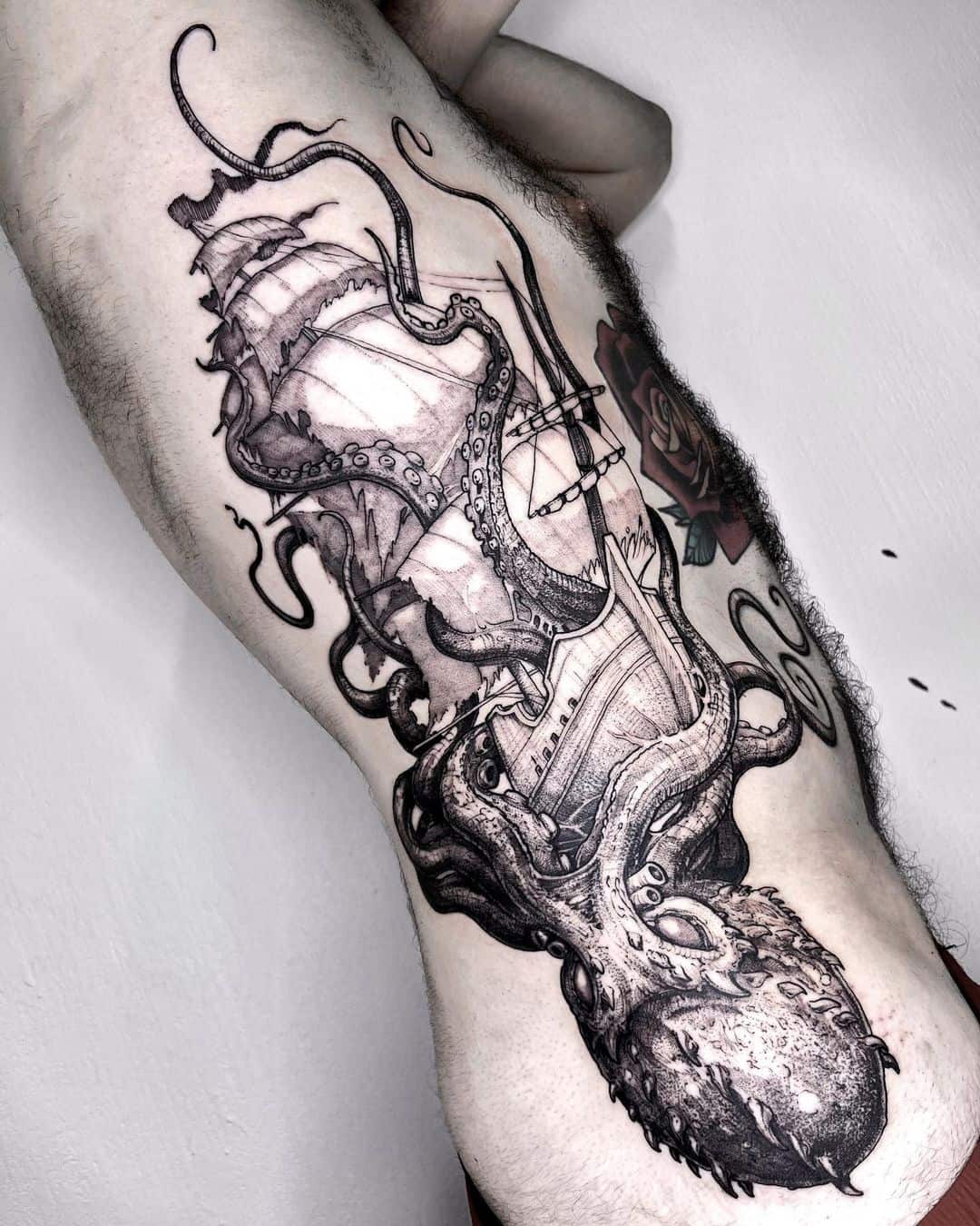 kraken and ship tattoo