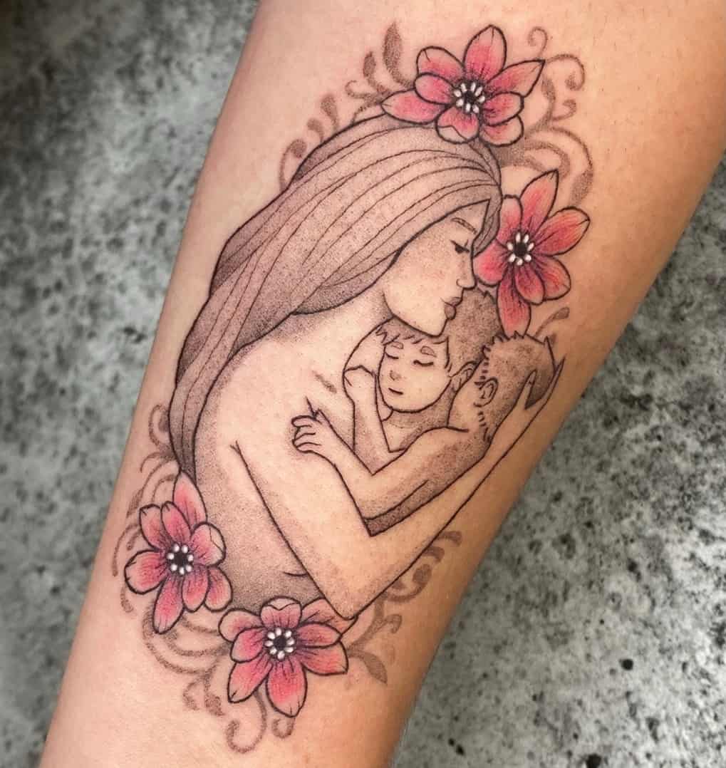 Mother With Baby Tattoo Design