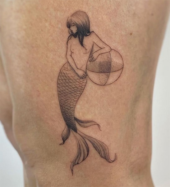 outline mermaid tattoo