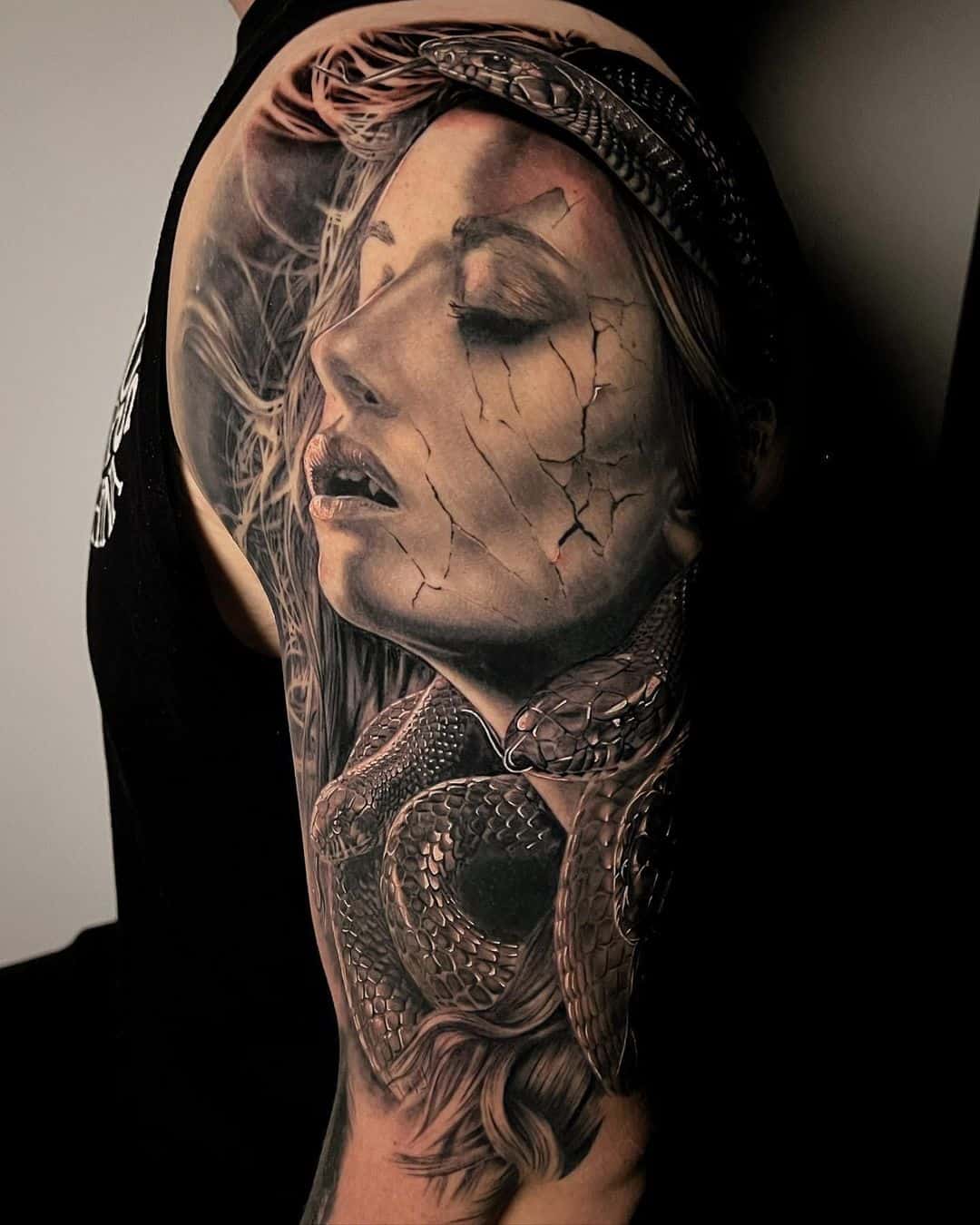 realistic medusa tattoo
