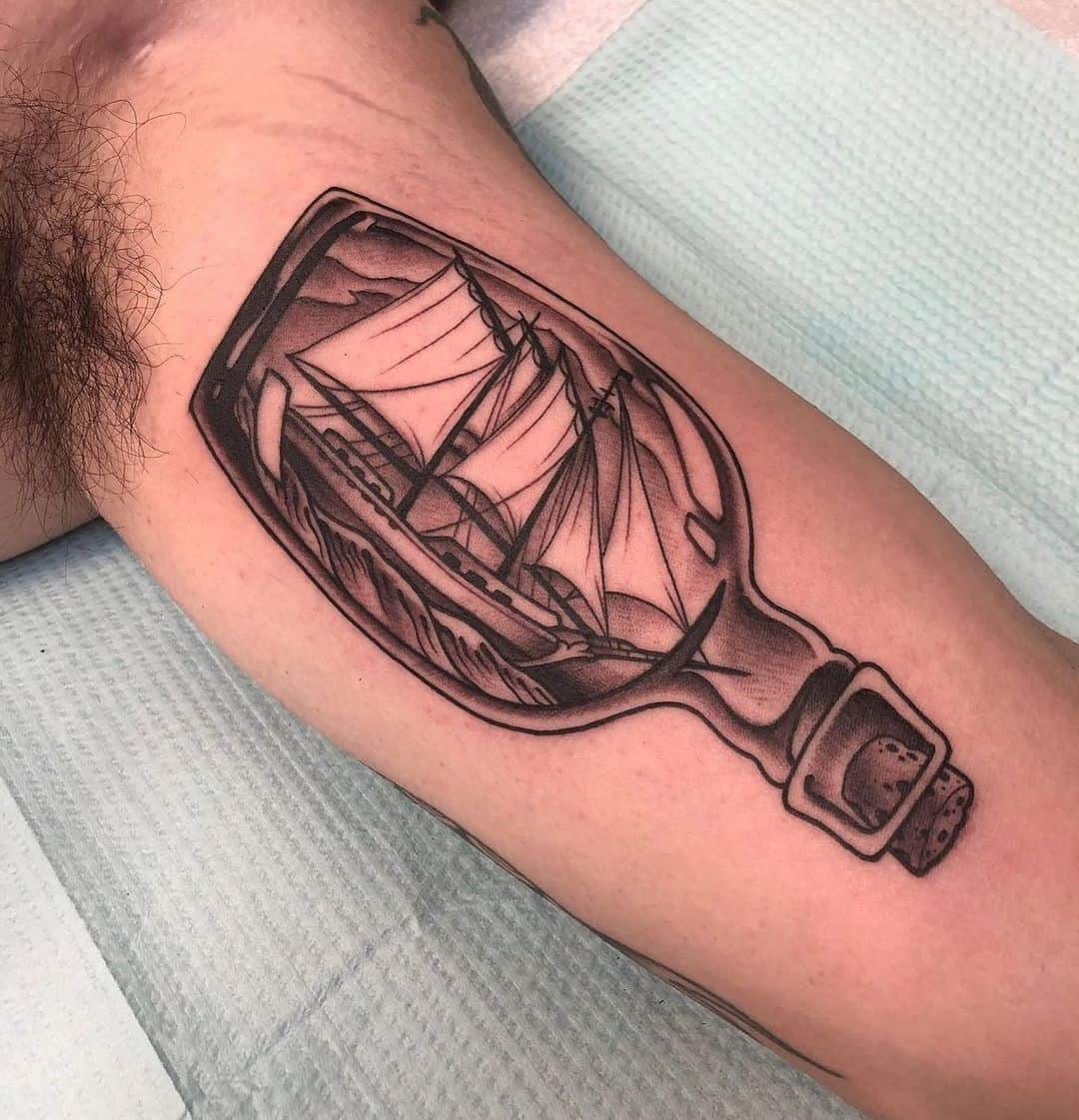 ship in a bottle tattoo