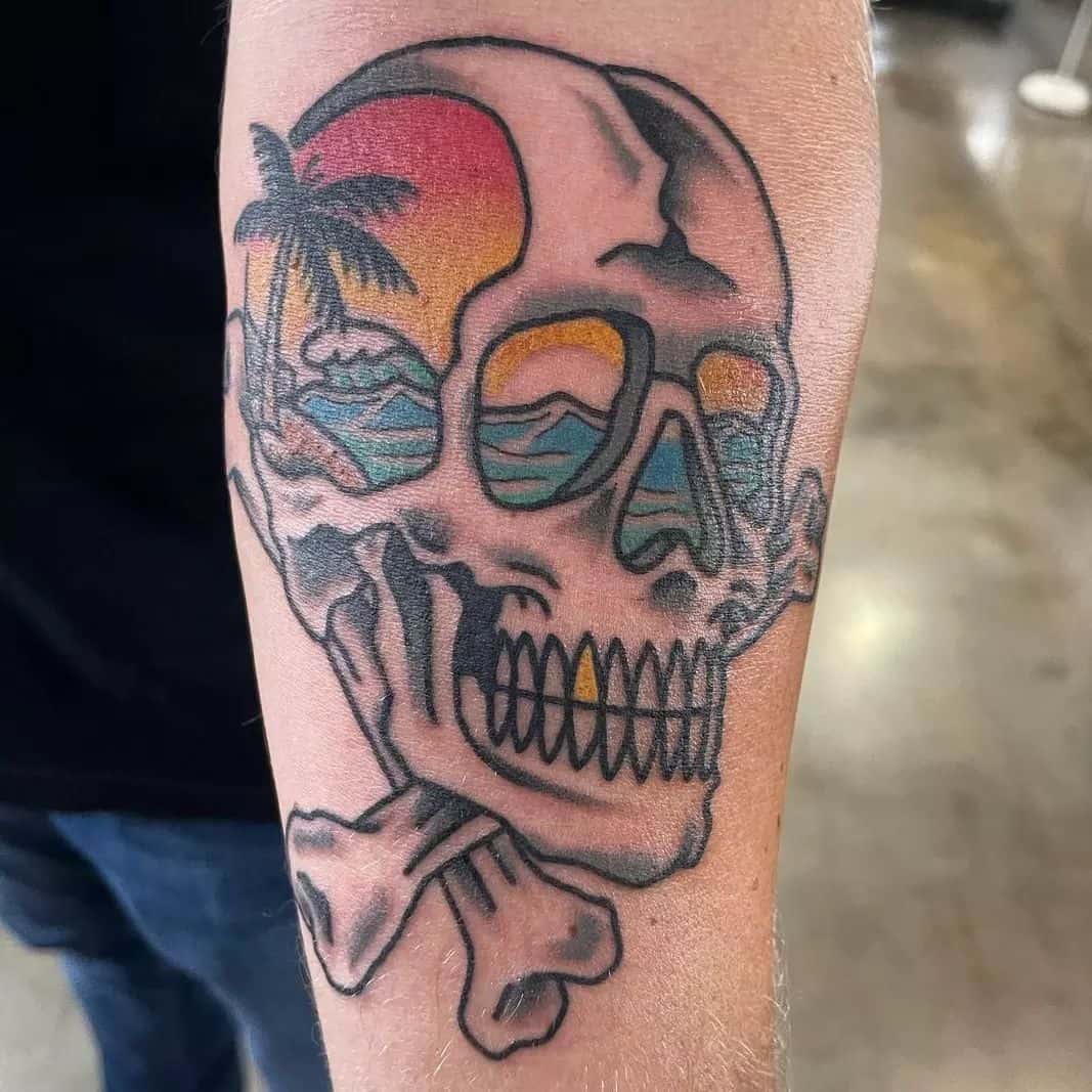 skull beach tattoo