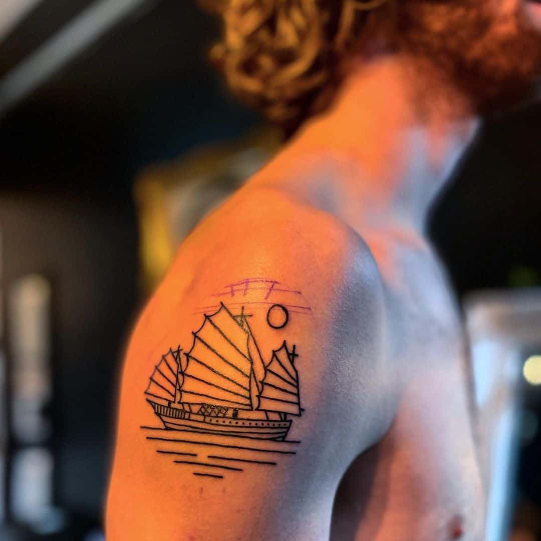 small ship tattoo