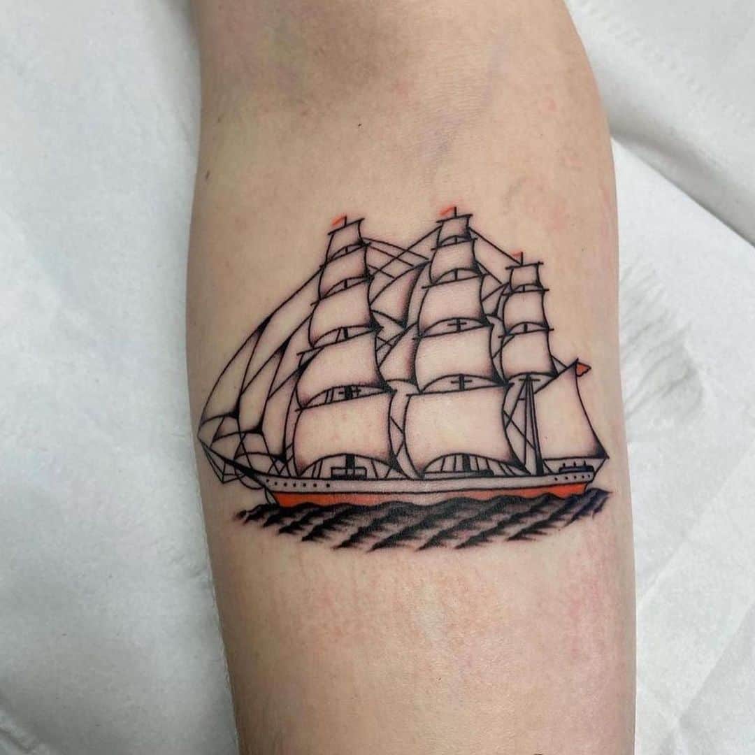 small ship tattoo