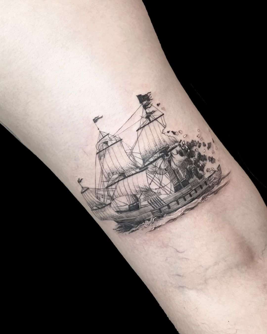 small ship tattoo