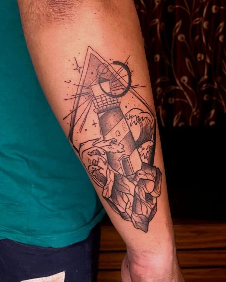 unique lighthouse tattoo