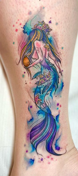 watercolor mermaid tattoo