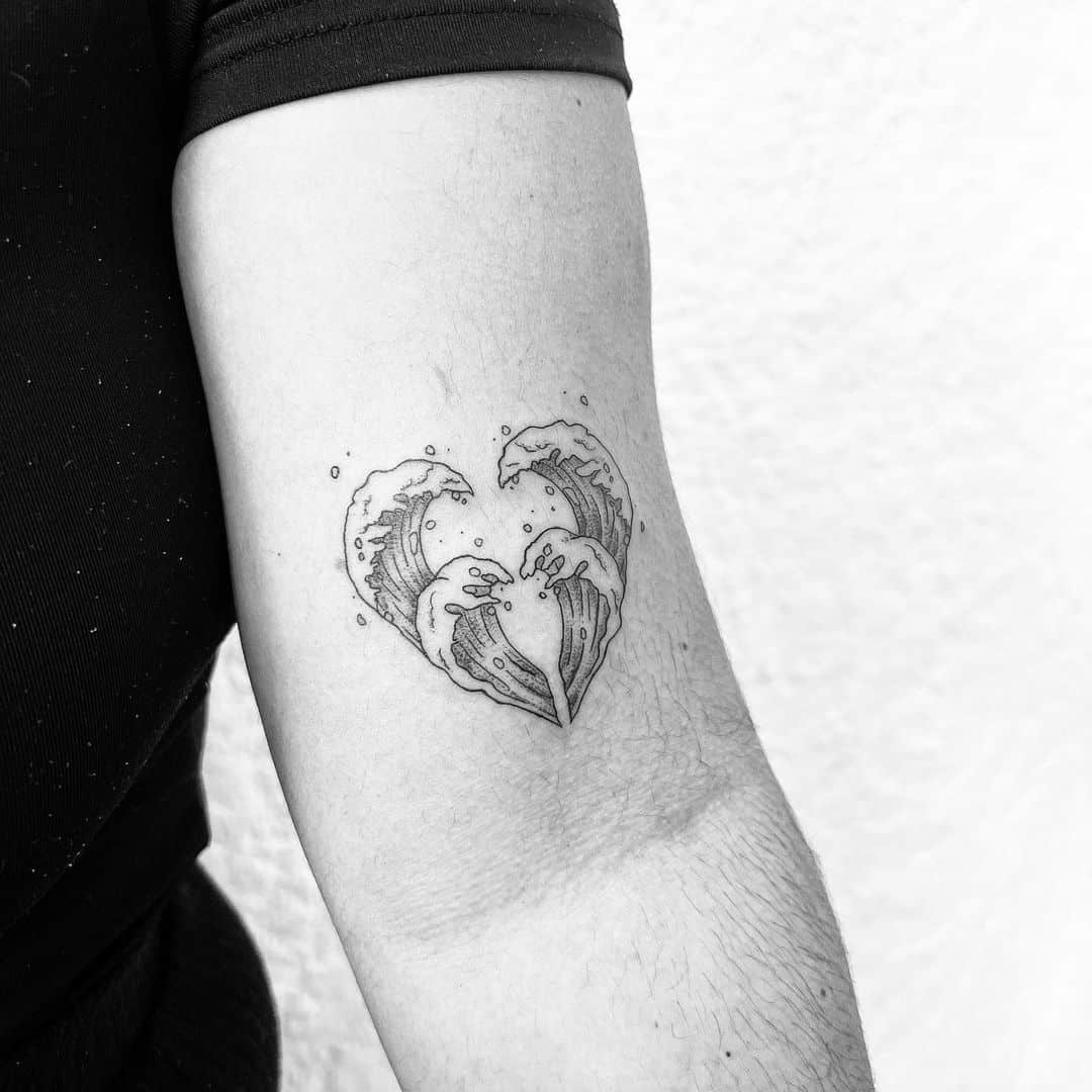 wave heart tattoo